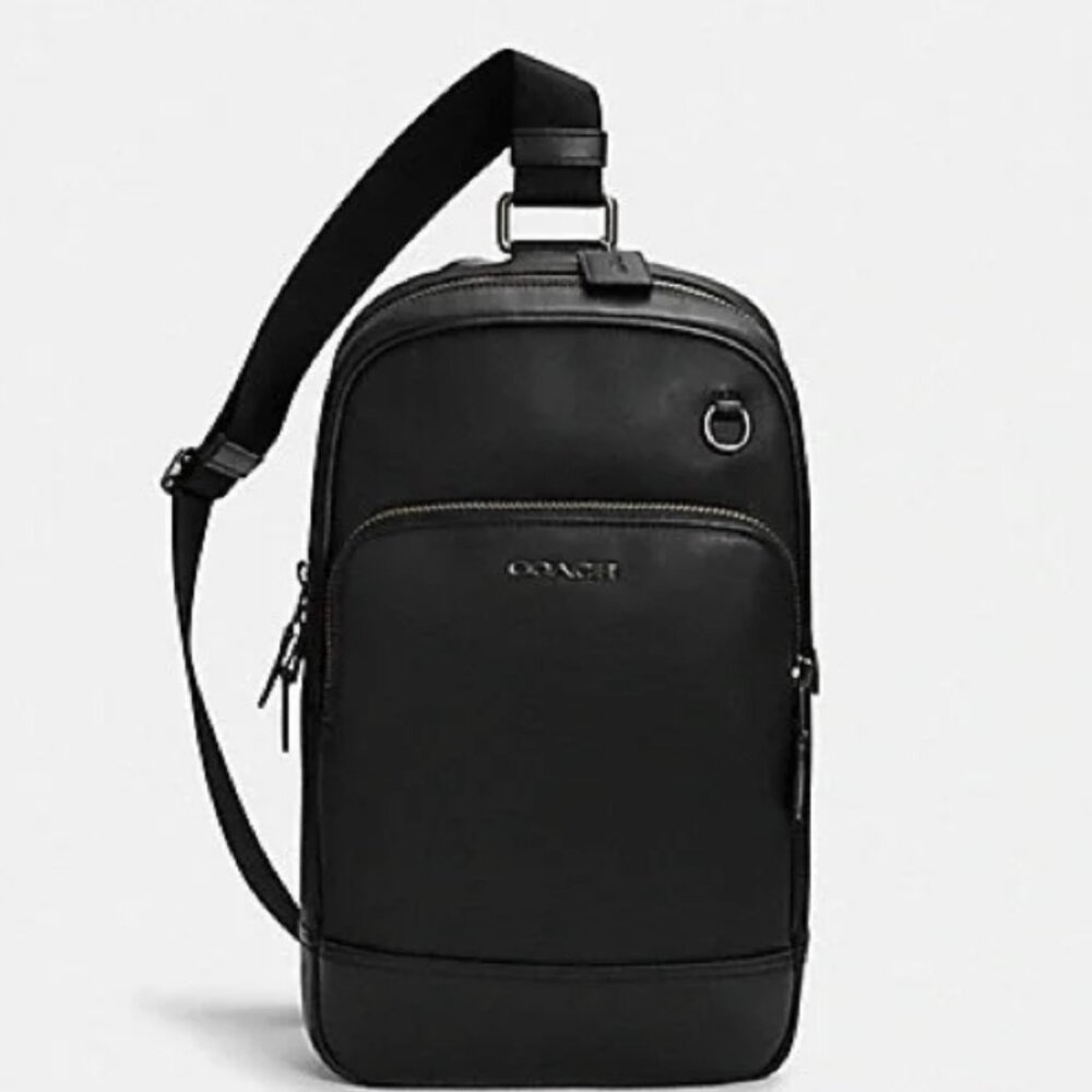 COACH GRAHAM Pack C2931 CrossBody Bag In BLACK Leather Gunmetal